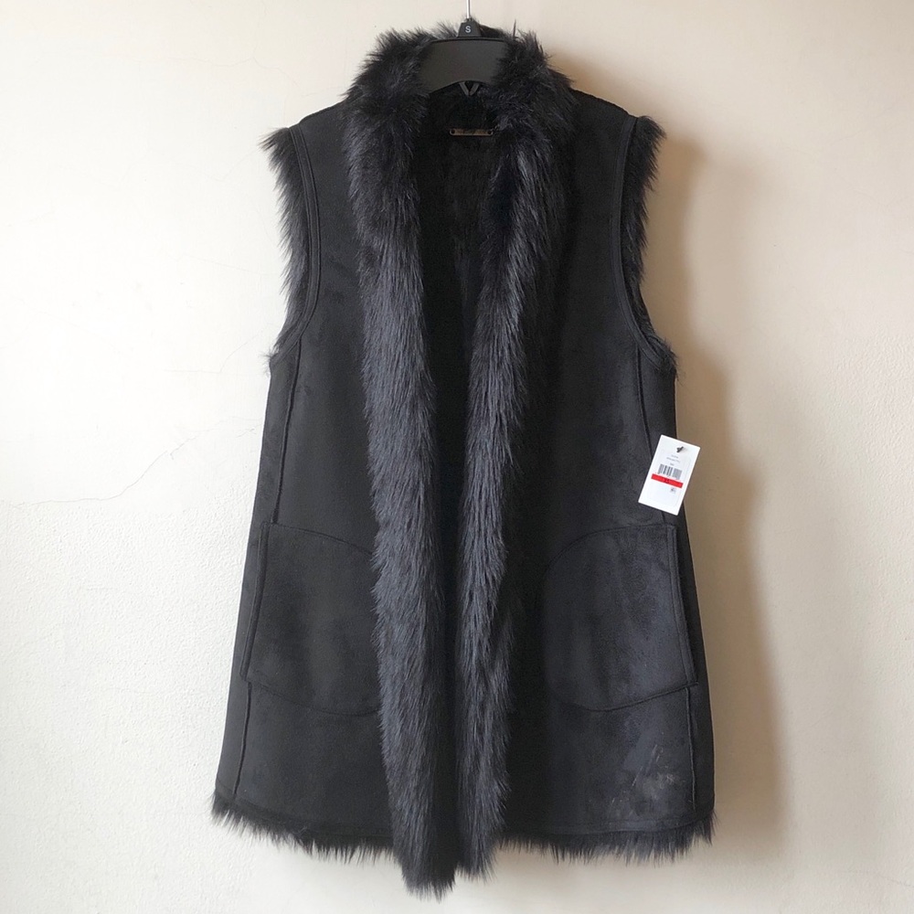 NWT Andrew Marc Sasha Faux Fur Lined Vest Size XS